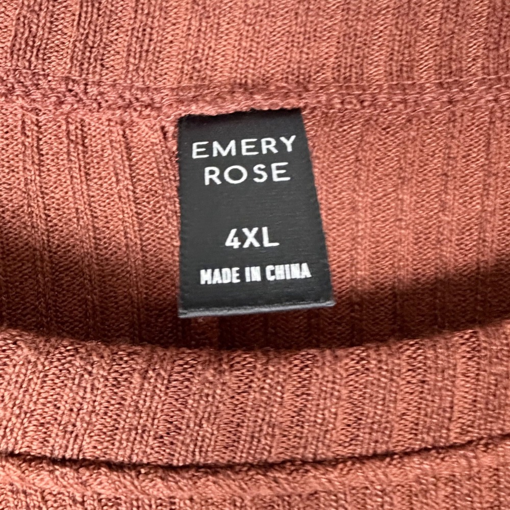 EMERY‎ ROSE Womens 4XL Rust Ribbed Knit Long Sleeve Pocket Tunic Top Work Plus - Picture 6 of 9